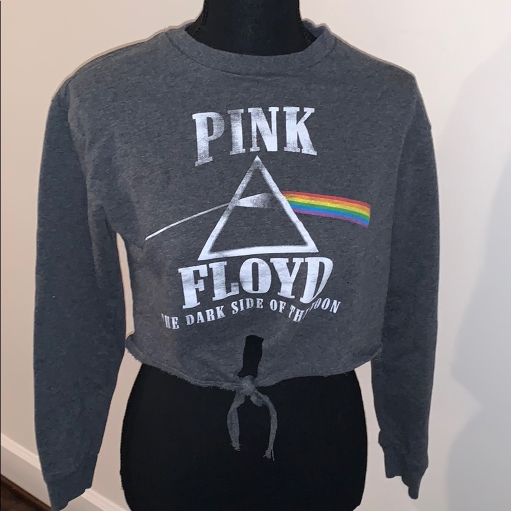 Pink Floyd tie front crop top